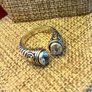 White Topaz sterling silver adjustable ring